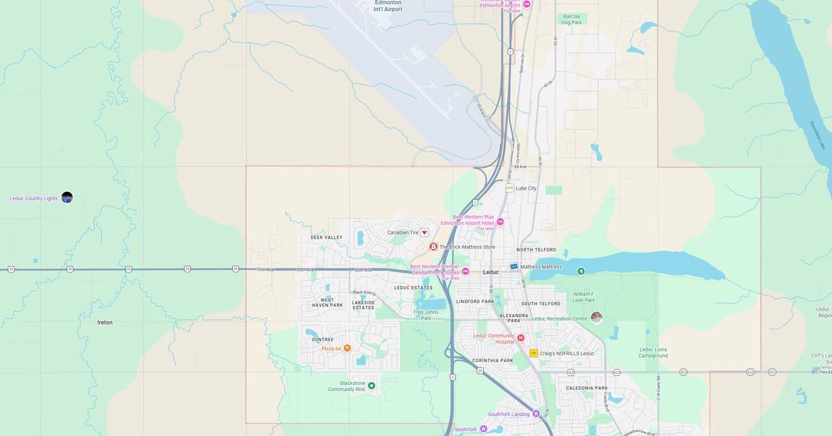 Map of downtown Edmonton showing streets and landmarks.
