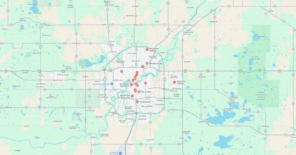 Detailed map of downtown Oklahoma City with streets and landmarks.