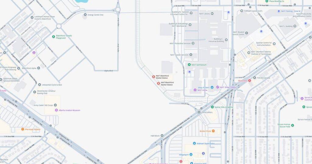 An overview of urban transportation routes including buses and trains in downtown area.