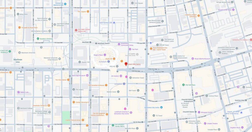 Detailed city map highlighting streets, public transit lines, and key locations for navigation and urban planning.
