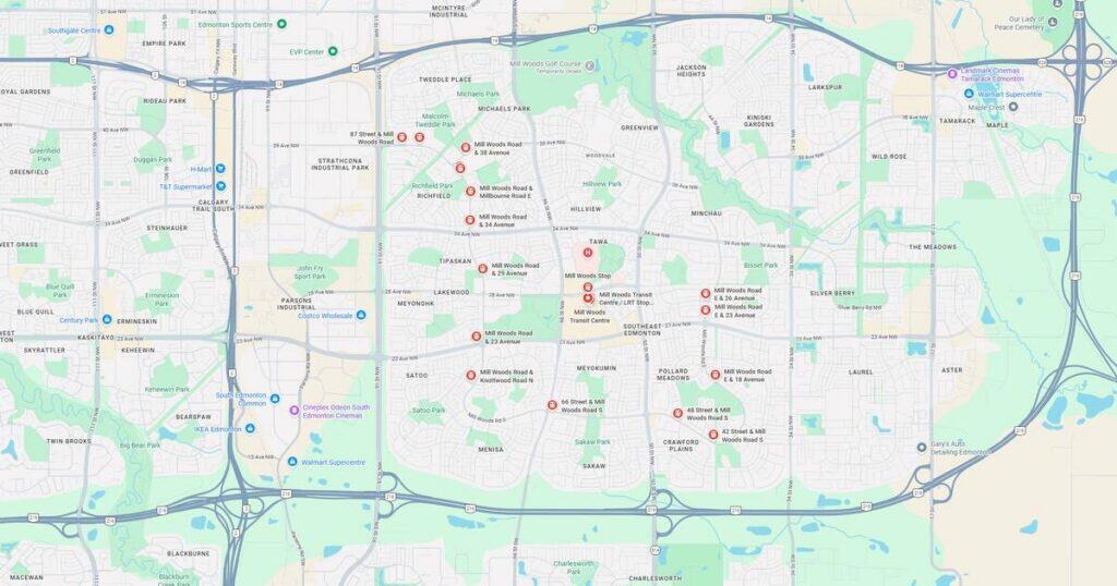Detailed city map showing neighborhoods, streets, parks, and transportation routes for urban navigation.