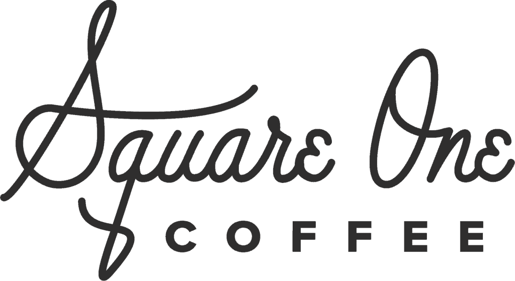 Square One Coffee logo, featuring elegant script font, representing a premium coffee brand.