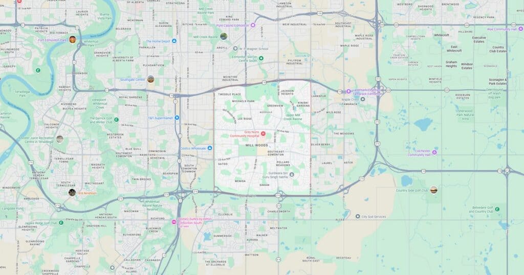 Detailed city map showing roads, parks, rivers, and landmarks for navigation and geographic reference.