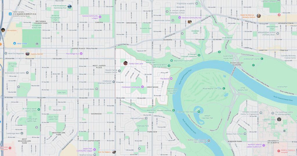 Detailed city map showing streets, parks, and a river, with various points of interest marked for navigation and exploration.