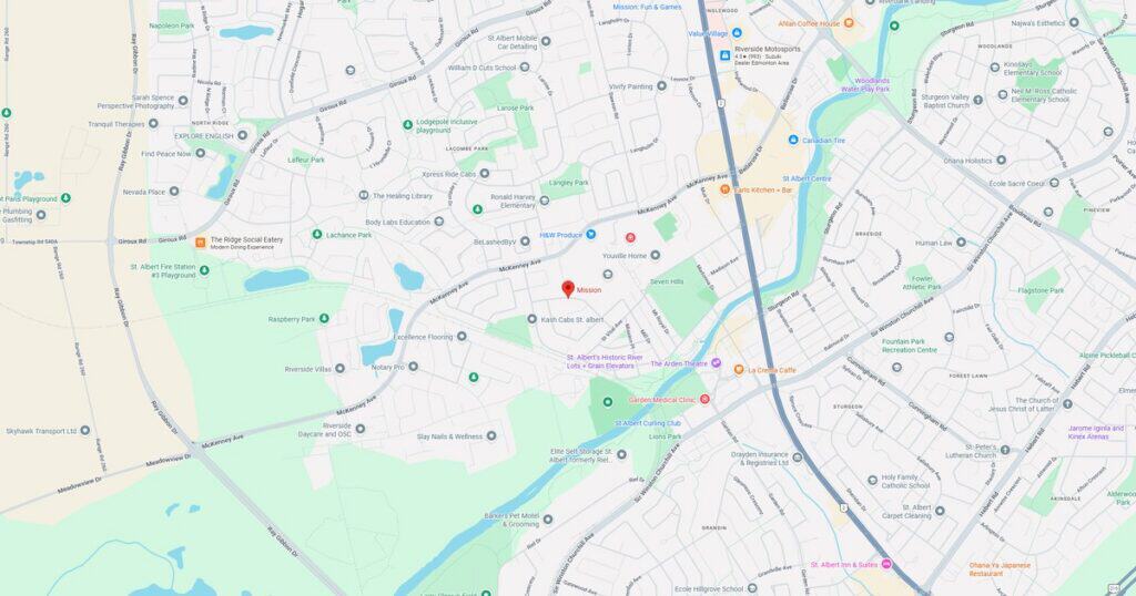 Detailed city map showing streets, parks, rivers, and landmarks in downtown area for navigation and orientation.