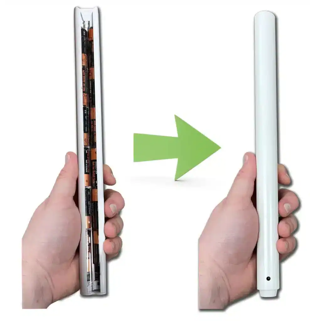 Battery-powered roller shade with replacement batteries for improved window covering solutions.