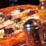 pizza with reeds logo