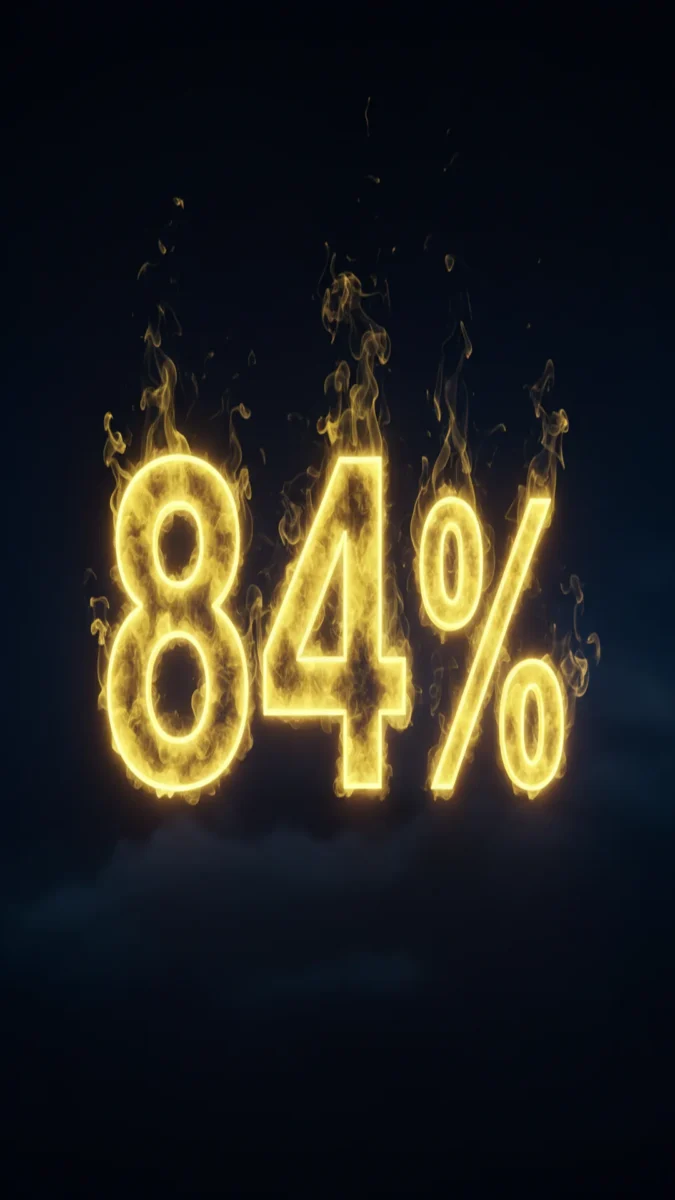 84%의 지방이 호흡으로 배출됨을 보여주는 타이포그래피
