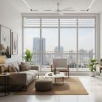 A stylish, sunlit living space designed for comfort and modern living.