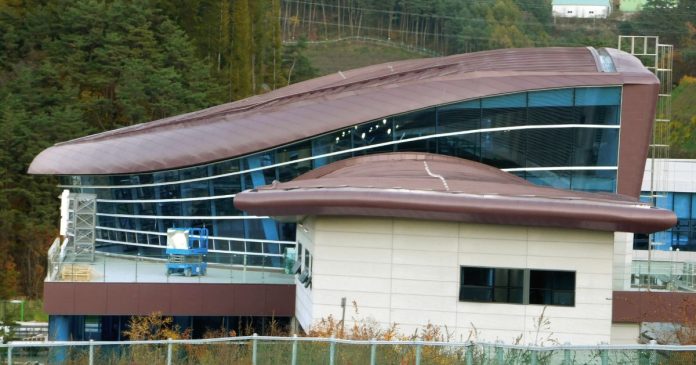 Olympic Train Station PyeongChang clad in NedZink NUANC Red zinc composite panels showcasing durable ZCP façade performance