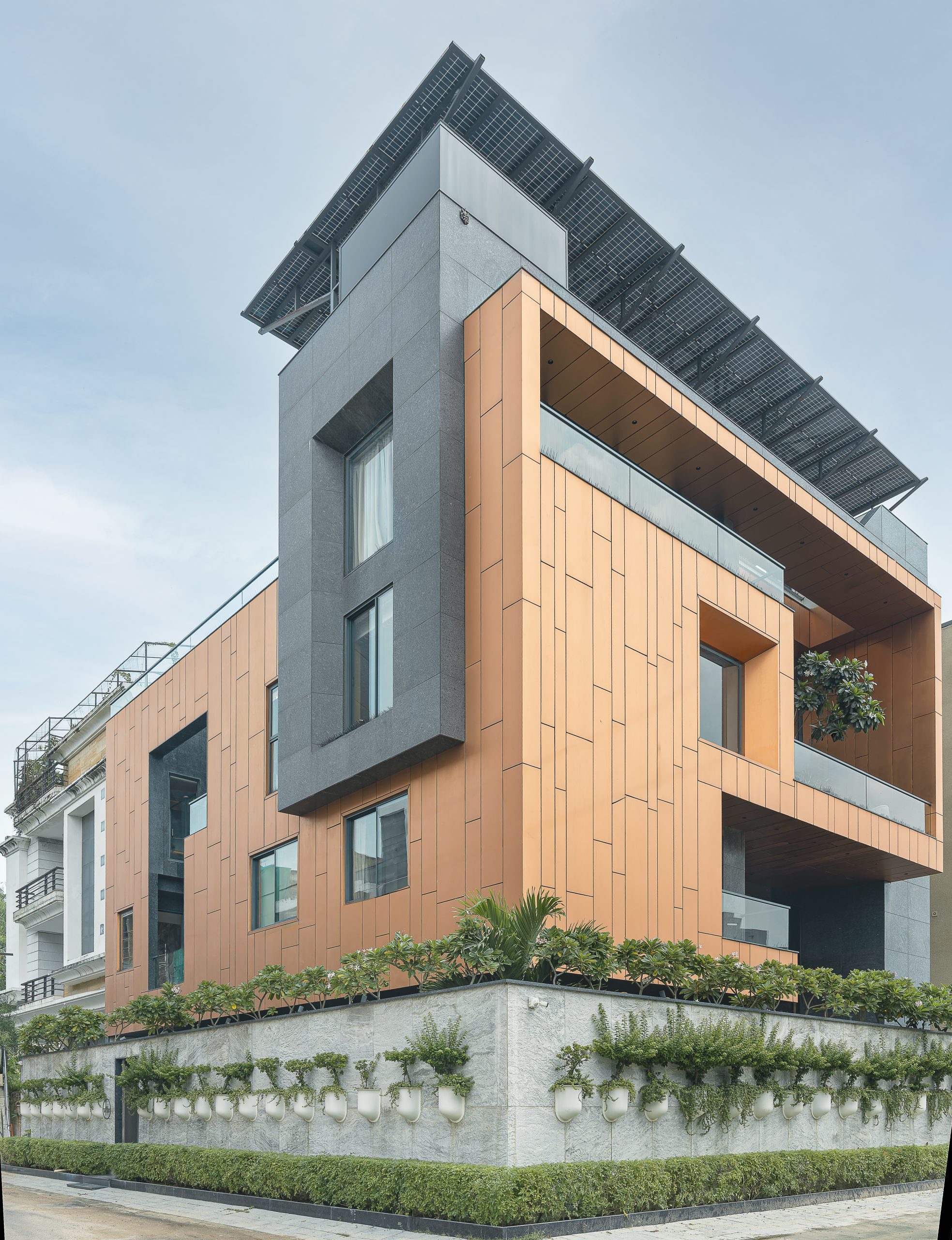 Modern residential building featuring copper composite panel CCP cladding