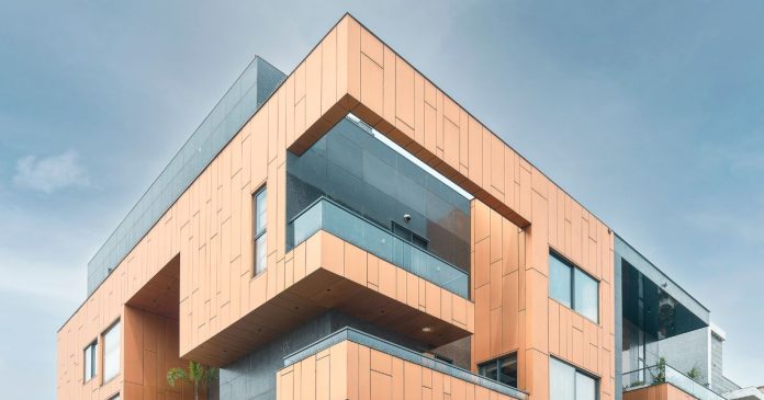 Modern residential building featuring copper composite panel CCP cladding