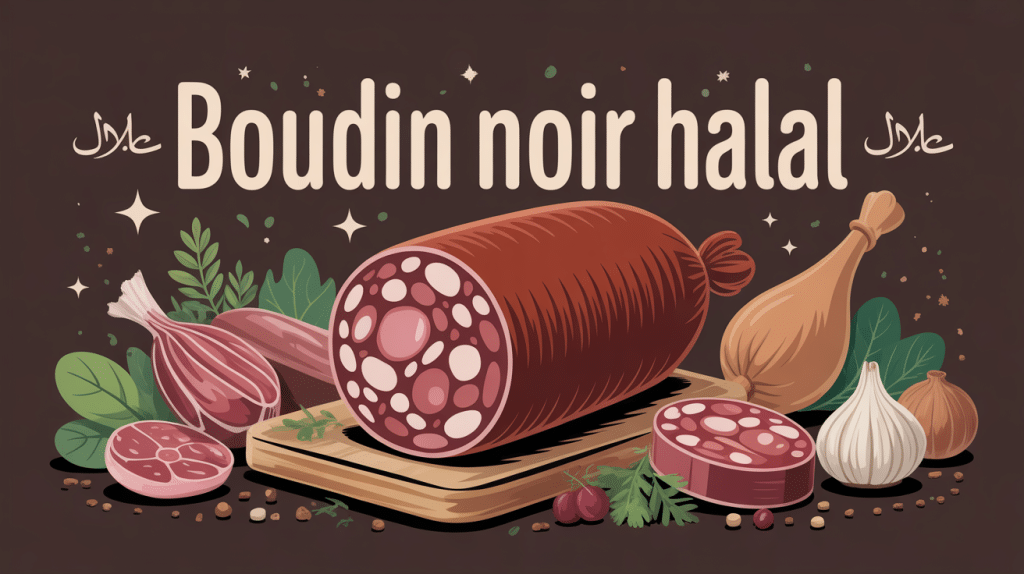 illustration boudin noir halal artisanal sur fond convivial