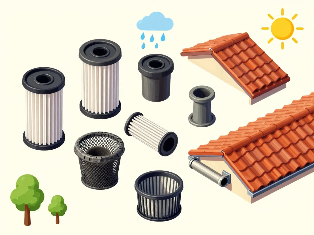 types de filtre pour gouttière, profils de toit, environnement