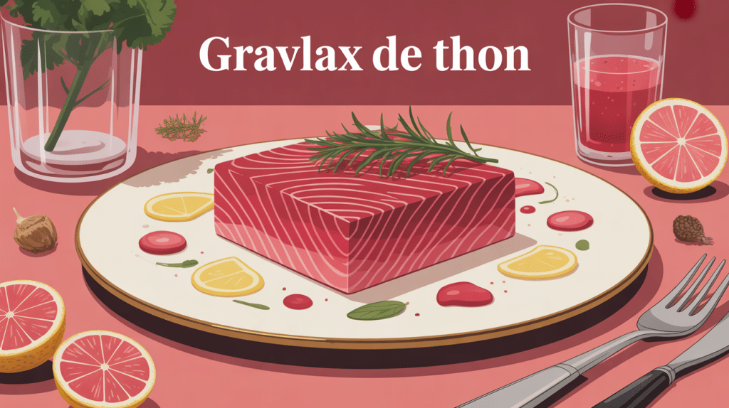 gravlax de thon présenté avec agrumes et épices