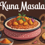 kuna masala avec riz et naan sur table indienne