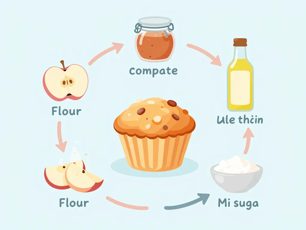 muffin compote de pomme healthy ingrédients schéma concept