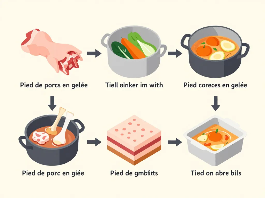 préparation en étapes du pied de porc en gelée