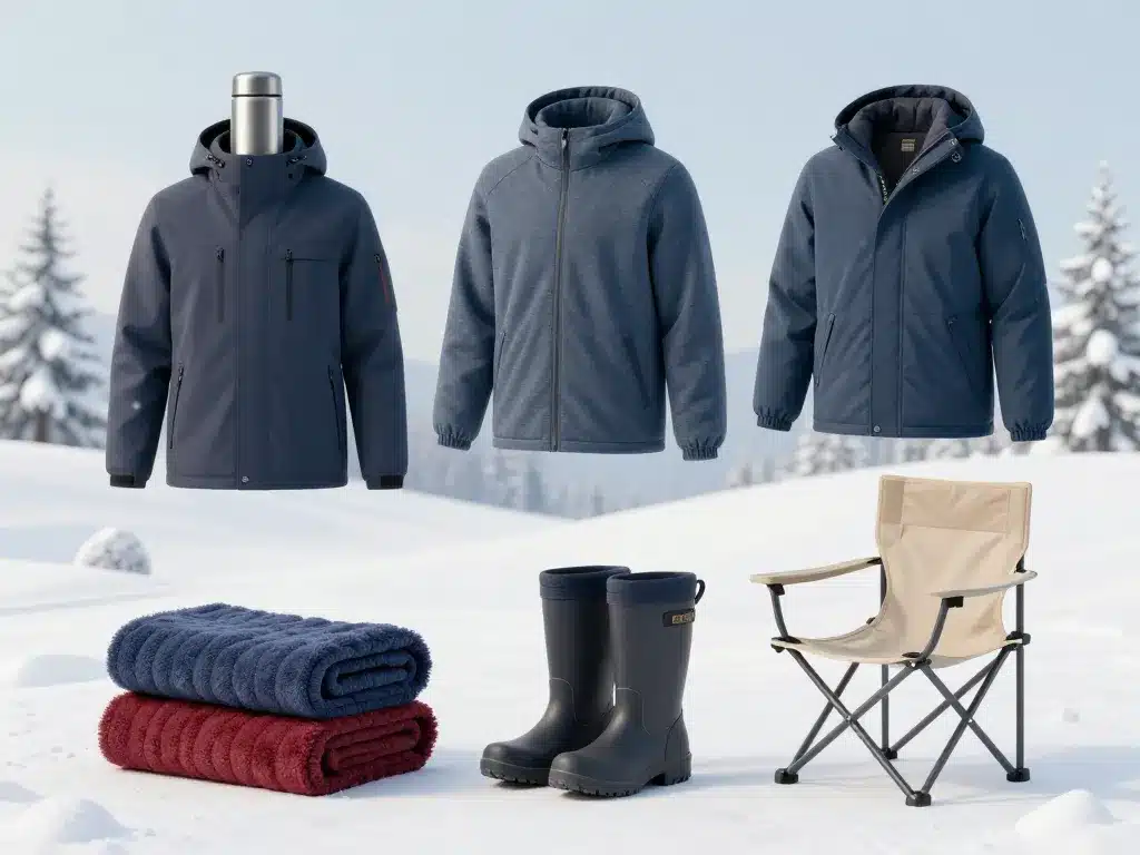 pique nique hivernal équipement thermos couverture siège