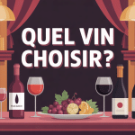 illustration quelle vin choisir, vins variés et plats sur table