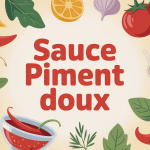 sauce piment doux illustration stylisée avec ingrédients frais