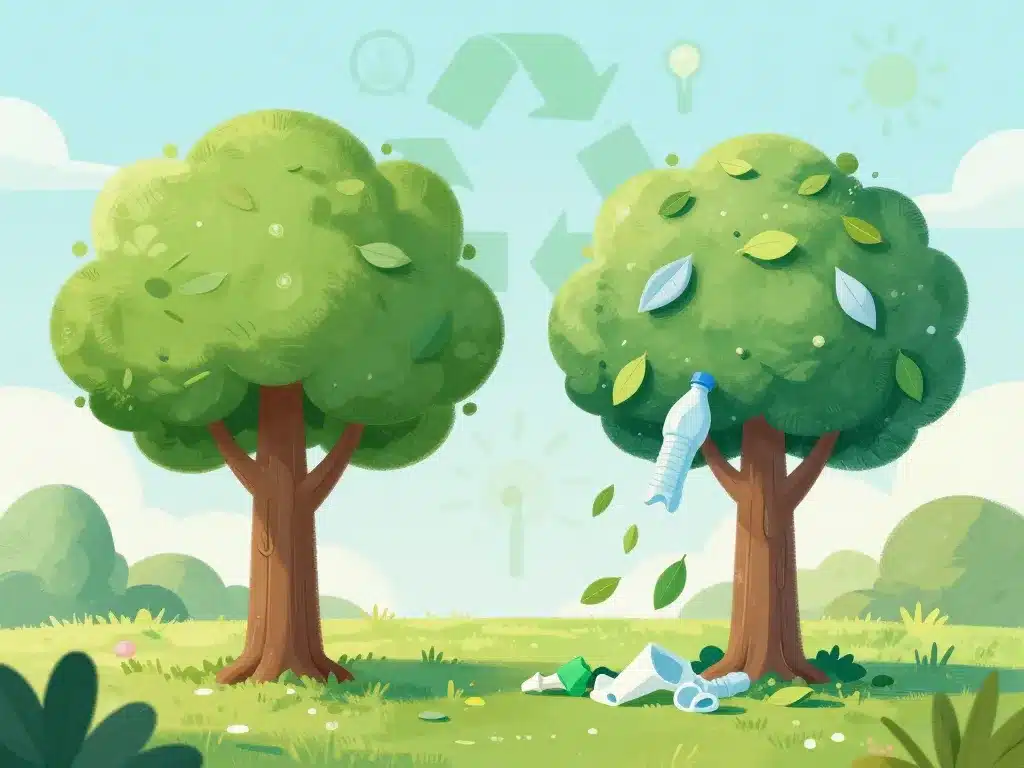 Métaphore écologique silicone plastique recyclage et durabilité