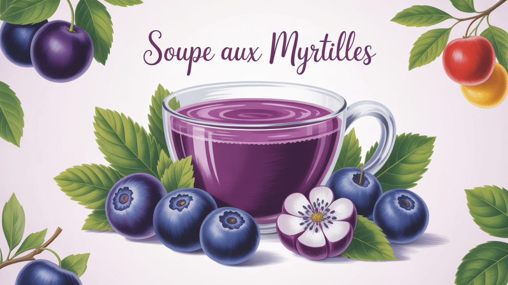 illustration dessert soupe aux myrtilles