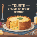 tourte pomme de terre fromage dorée et fondante entourée d’ingrédients