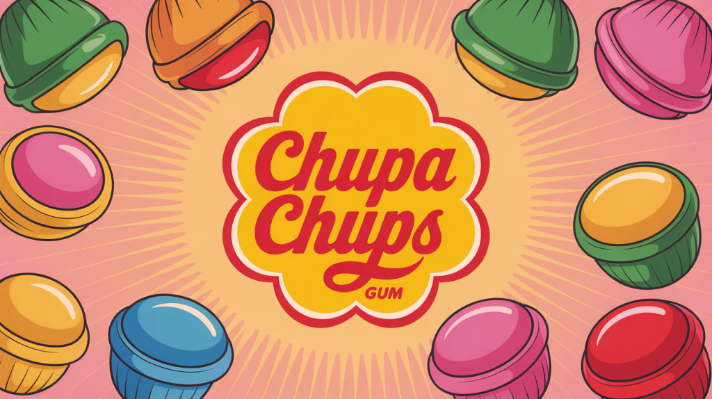 illustration une chupa chups au chewing gum ambiance gourmande
