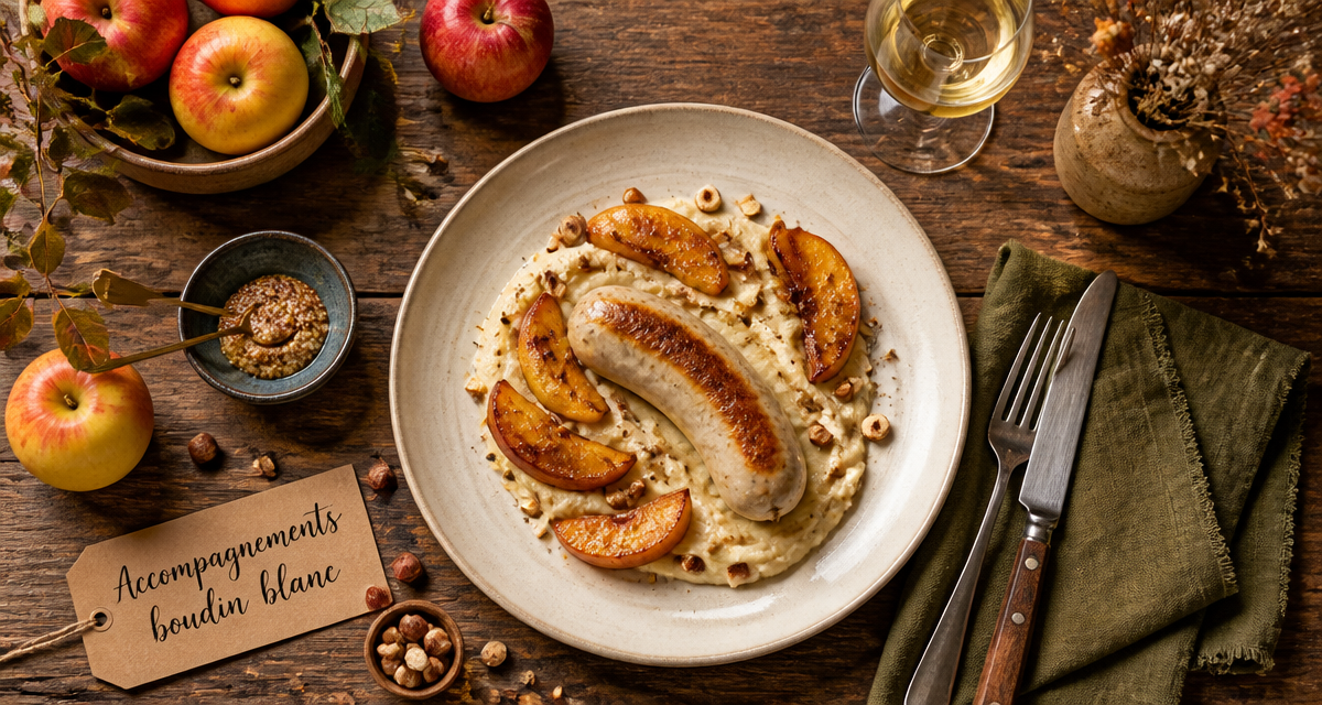 accompagnement boudin blanc avec pommes et légumes oubliés