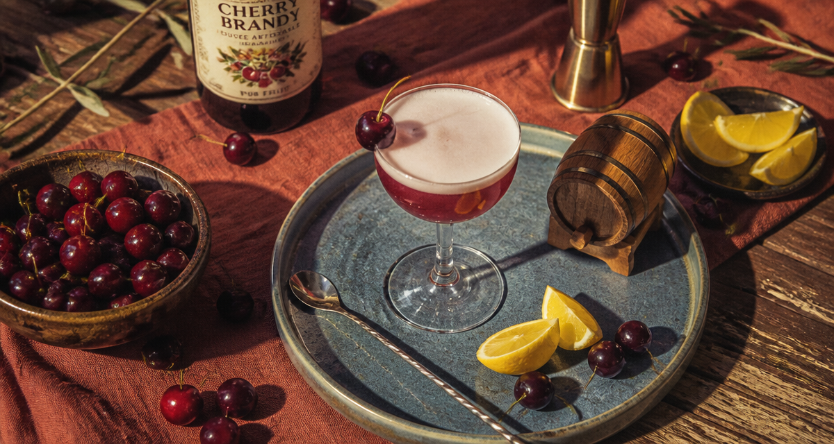 cherry brandy liqueur cocktail artisanal avec cerises