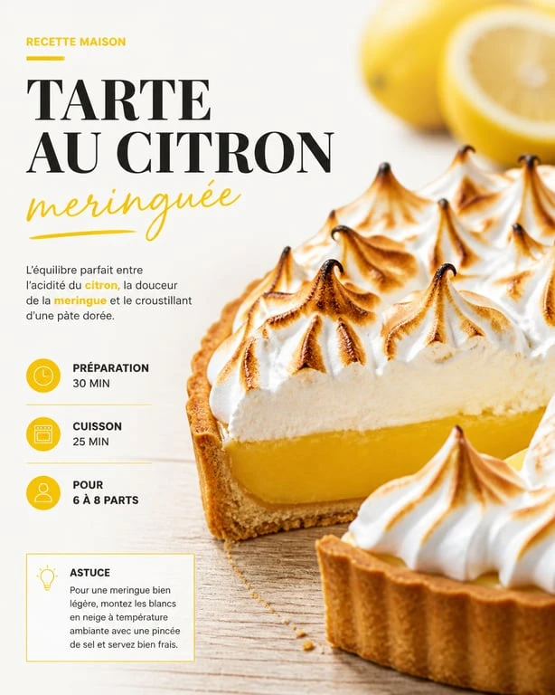 Tarte au citron meringuée maison, recette de lemon pie classique