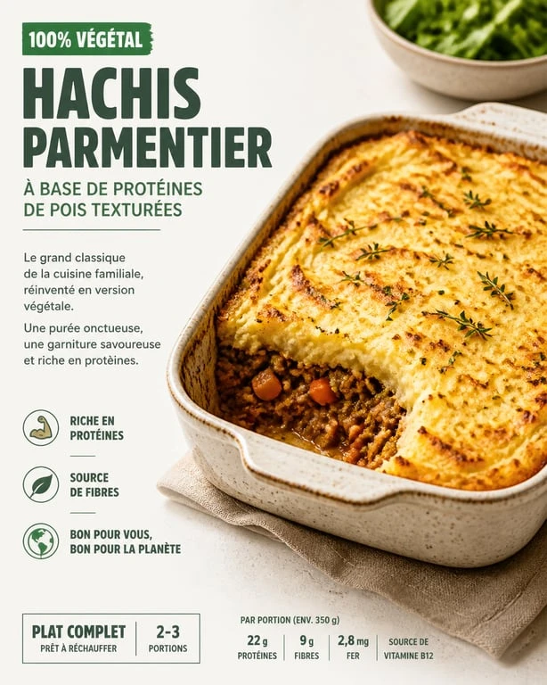 Hachis parmentier végétal à la protéine de pois texturée