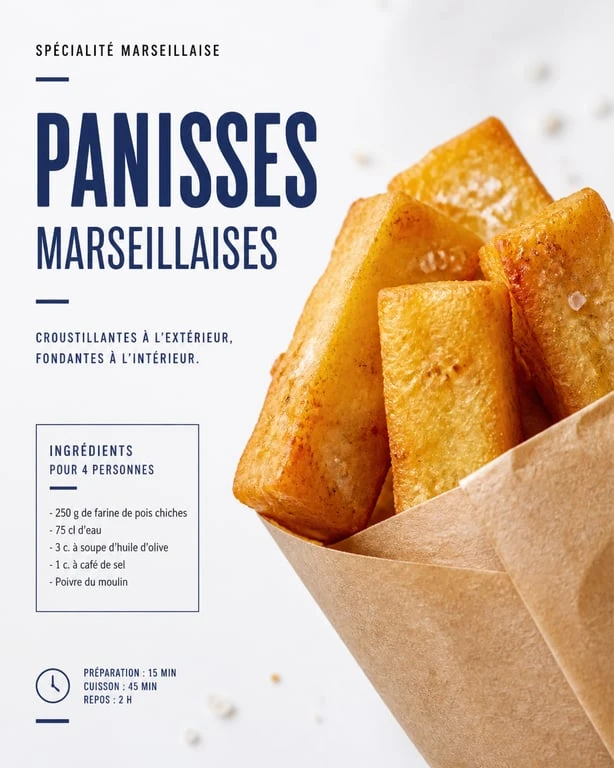 Panisse marseillaise dorée et croustillante servie dans un cornet en papier
