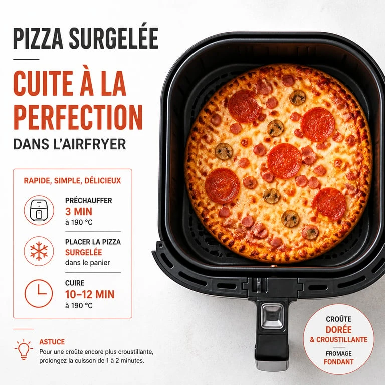 Pizza surgelée croustillante cuite à l'airfryer