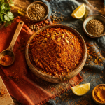 mélange épices tandoori maison sur table rustique