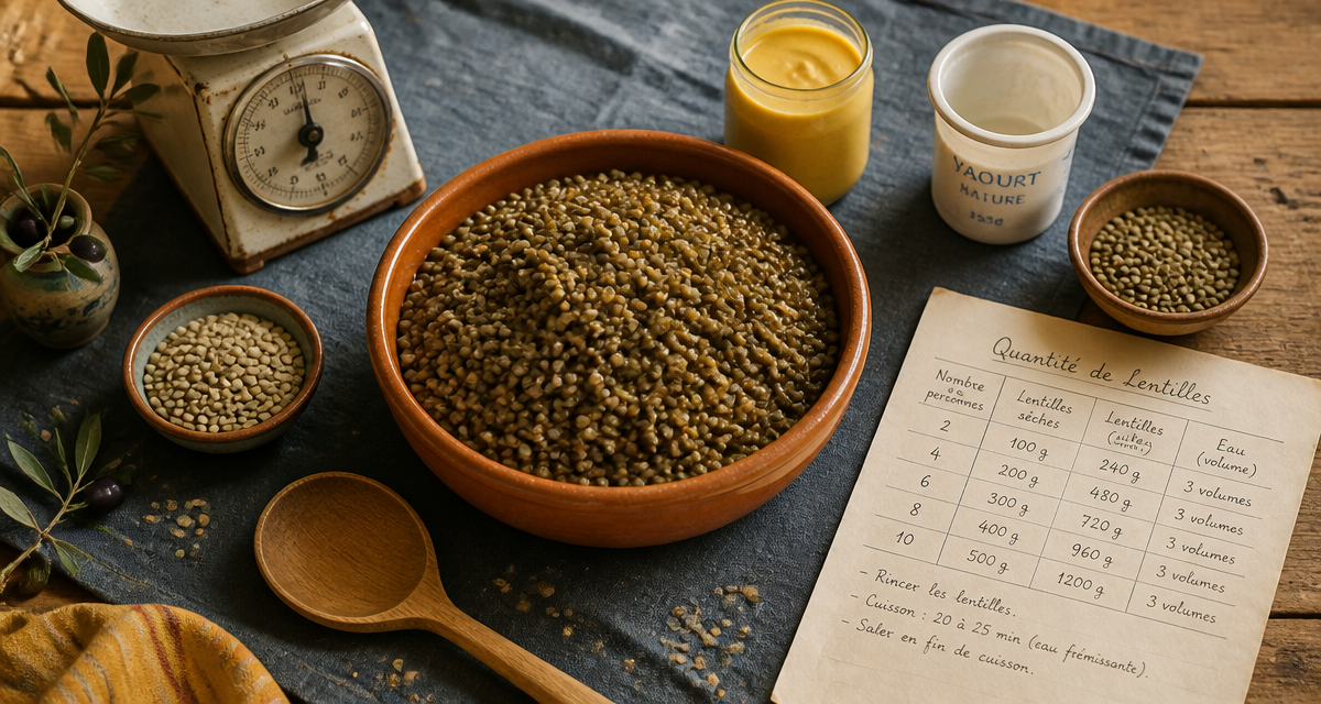 quantite de lentilles par personne saladier bols balance