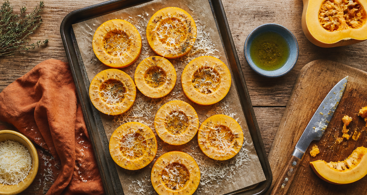 recette courge jaune au four rondelles parmesan