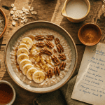 recette de porridge crémeux à l’avoine avec banane et noix