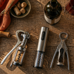 Tir bouchon, 4 modèles différents sur table en bois