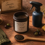 utilisation du savon noir avec accessoires naturels