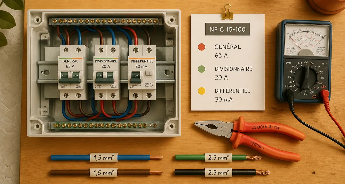 Type de disjoncteur, ampérage et courbe : sécurité électrique NF C 15-100