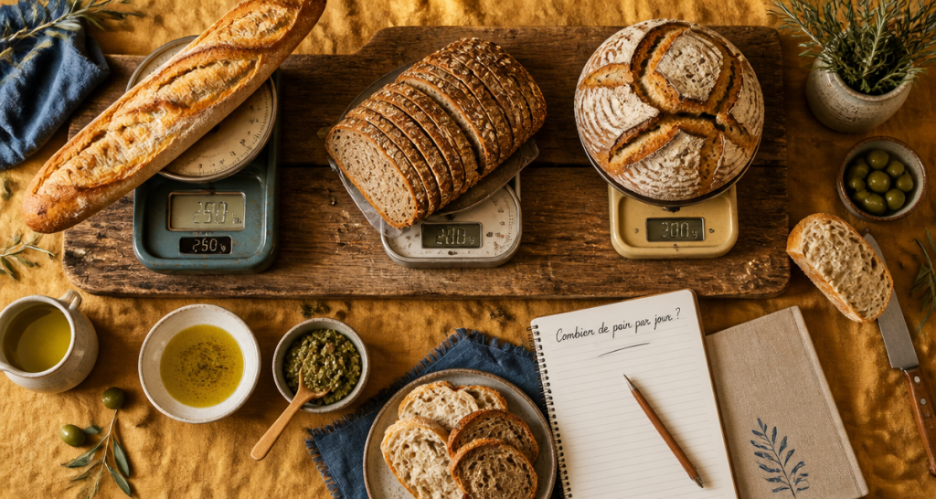 combien de pain par jour portions sur planche