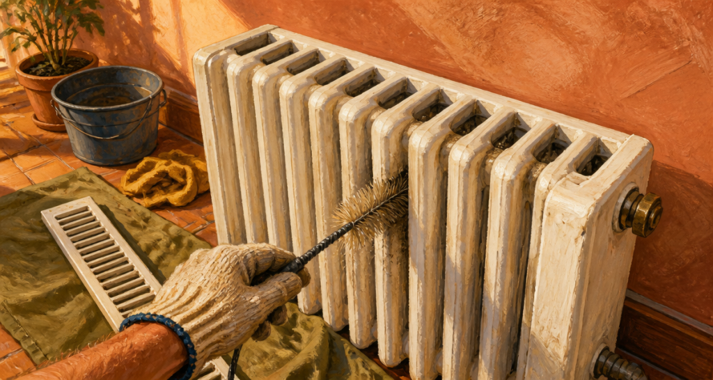 comment nettoyer un radiateur avec grille brosse flexible
