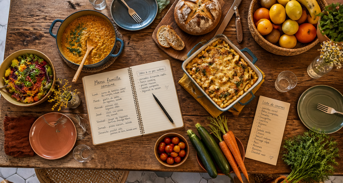 Menu famille semaine sur table dressée