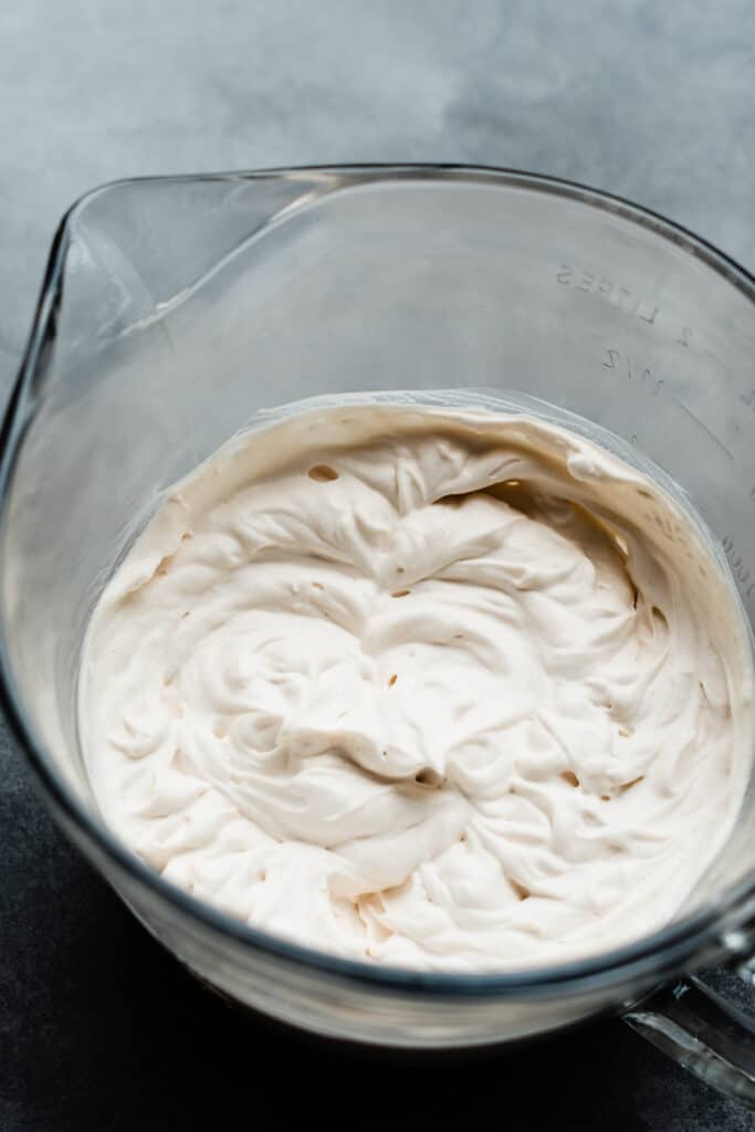 A bowl of whipped cream.