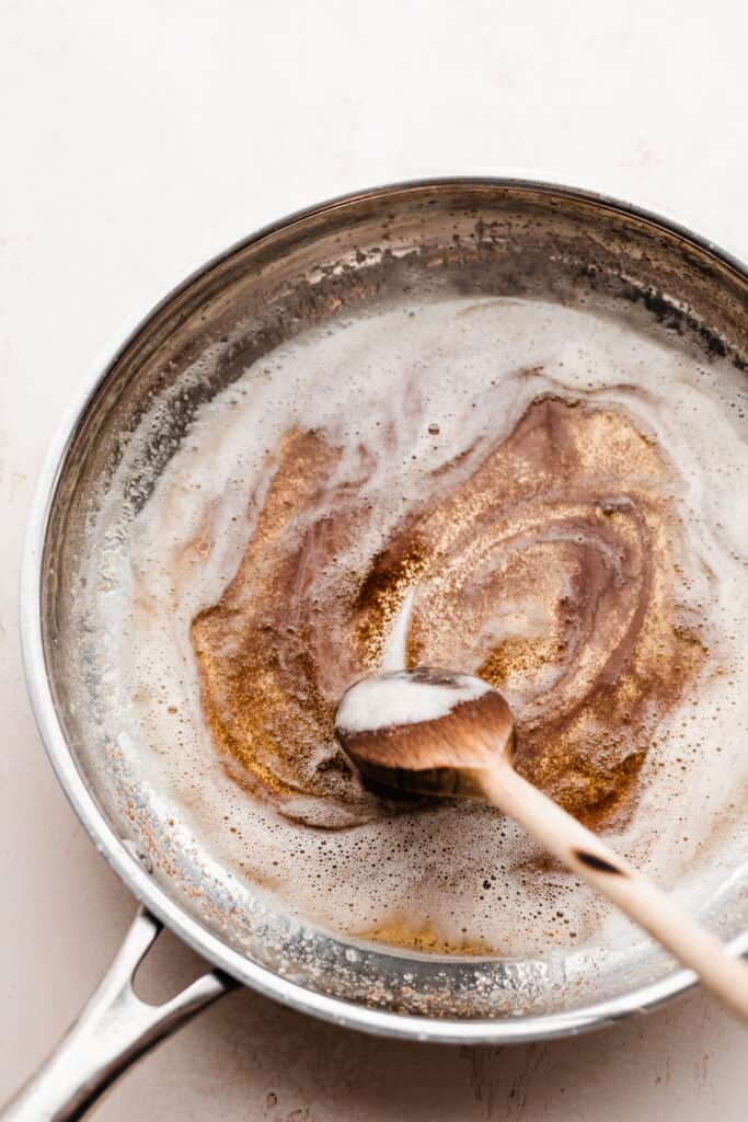 A pan of brown butter. 