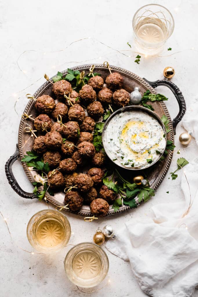 【4巻セット】Meatball 肉球 moroccan spiced lamb meatballs with herb yogurt dip - Blue Bowl