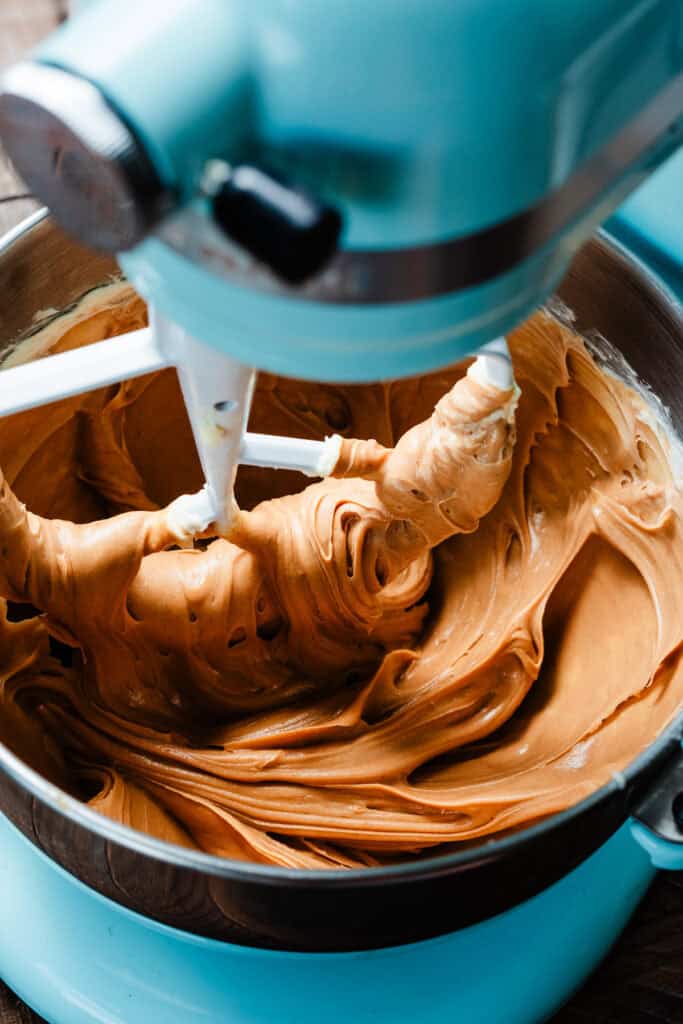 A silky smooth mixture of the peanut butter mixed into the butter.