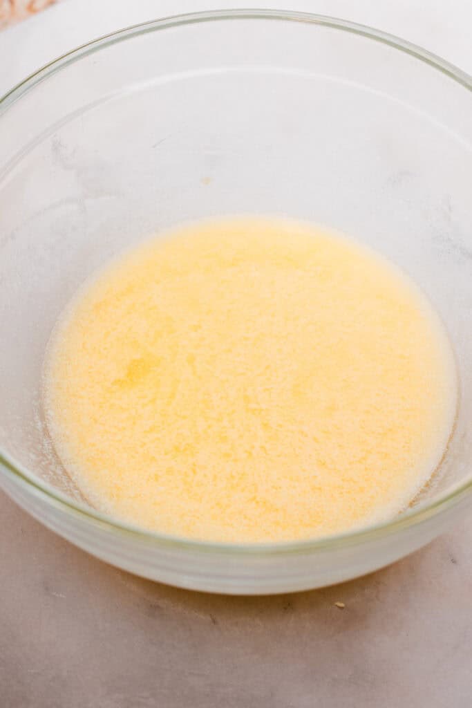 A bowl of melted butter.